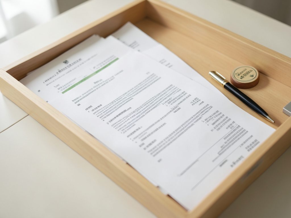 Infotraq Flows: a printed document with a pen in a wooden tray